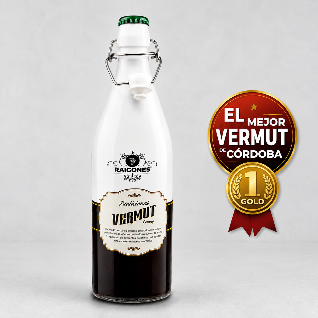 Botella de 1 litro de Vermut Grana Raigones, vermut de Montilla