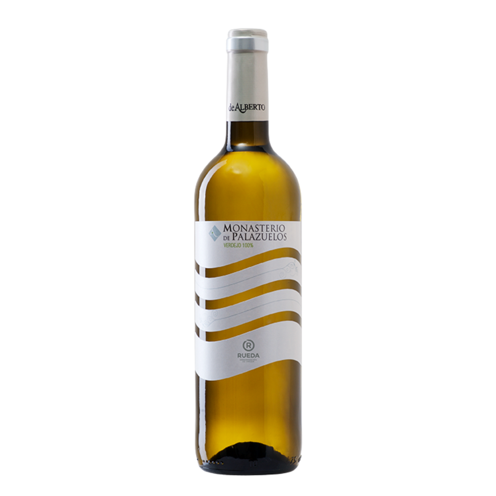 Botella de Monasterio de Palazuelos Verdejo, vino blanco D.O. Rueda