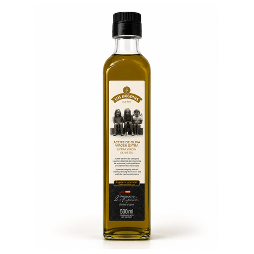 Botella de 500 ml de aceite de oliva virgen extra Los Raigones