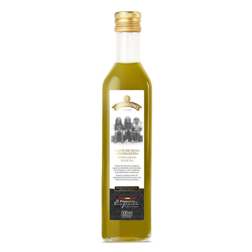 Botella de vidrio de 500 ml de aceite de oliva virgen extra Los Raigones