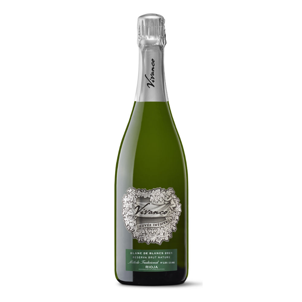 Botella de Vivanco Cuvée Inédita Blanc de Blancs Reserva Brut Nature, espumoso de Rioja