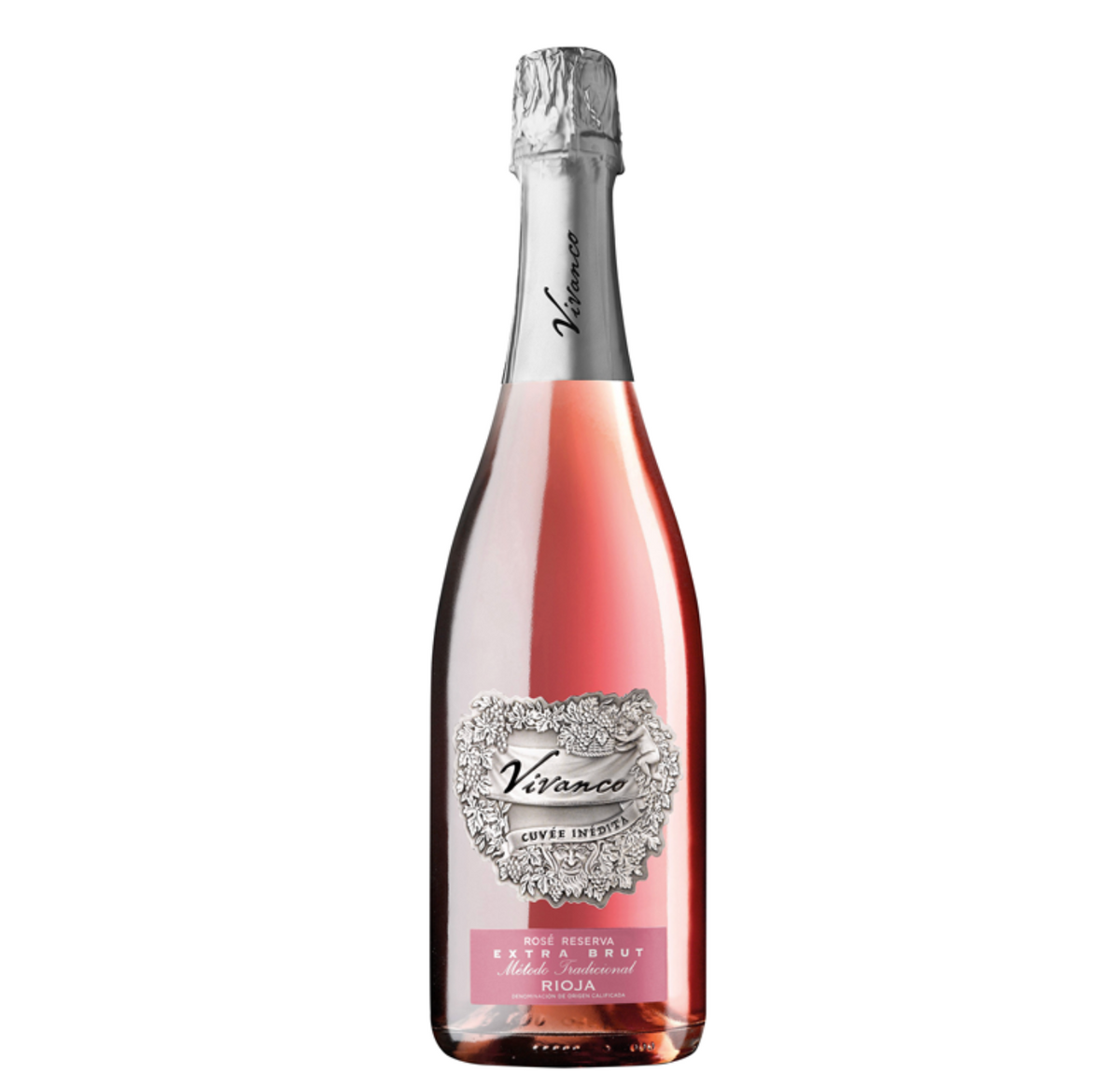 Botella de Vivanco Cuvée Inédita Rosado Reserva Brut Nature, espumoso de Rioja